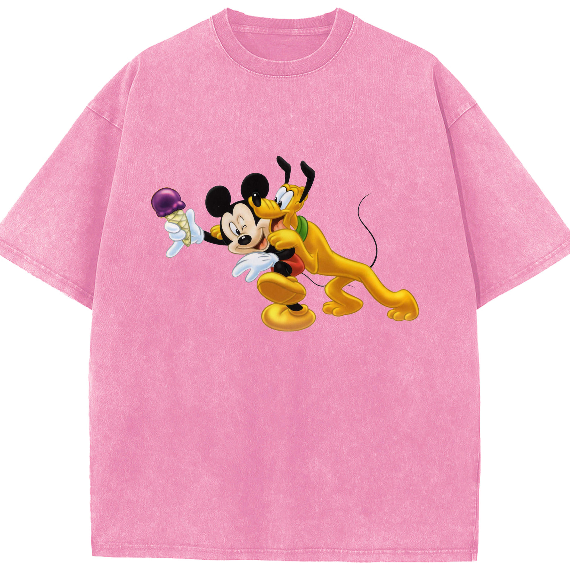 （画像用） ミッキーマウス Mickey Mouse 綿100% ヴィンテージ風 半袖Tシャツ（フロントプリント）